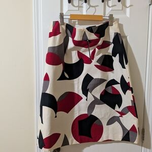 French Connection A-Line Skirt in Red, Black, and Gray